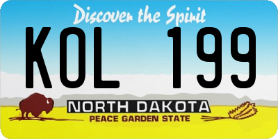 ND license plate KOL199