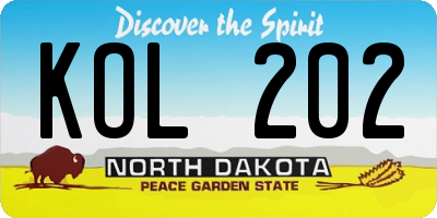 ND license plate KOL202