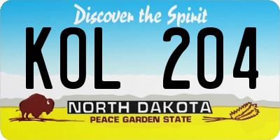 ND license plate KOL204