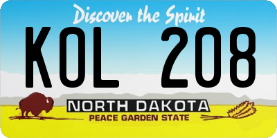 ND license plate KOL208