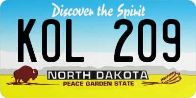 ND license plate KOL209
