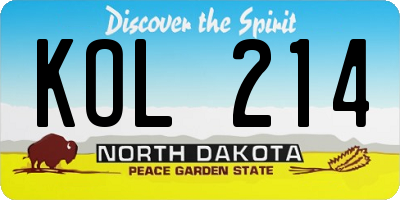 ND license plate KOL214