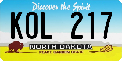 ND license plate KOL217