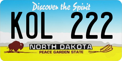 ND license plate KOL222