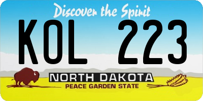 ND license plate KOL223