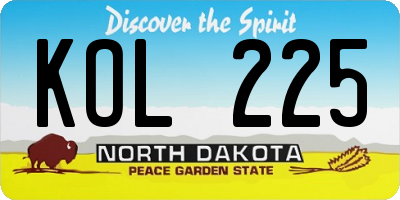 ND license plate KOL225