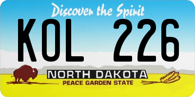 ND license plate KOL226