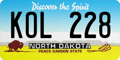 ND license plate KOL228