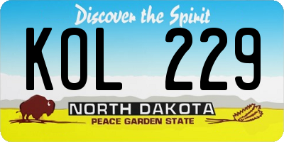 ND license plate KOL229