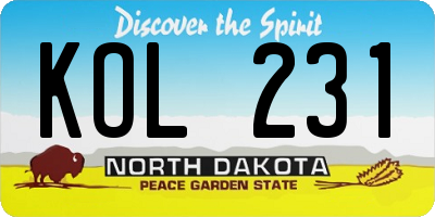 ND license plate KOL231