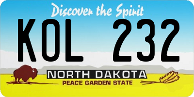 ND license plate KOL232
