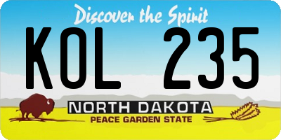 ND license plate KOL235