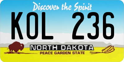ND license plate KOL236