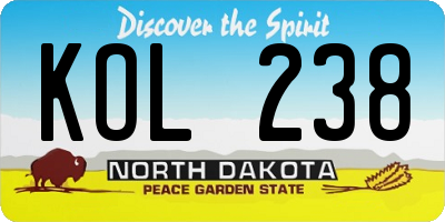 ND license plate KOL238