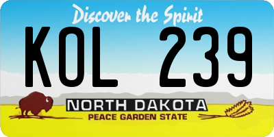 ND license plate KOL239