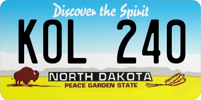 ND license plate KOL240