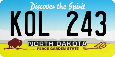 ND license plate KOL243