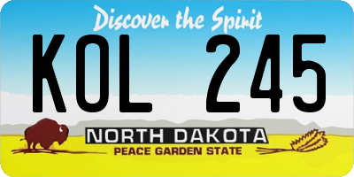 ND license plate KOL245