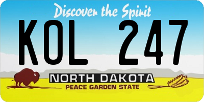 ND license plate KOL247