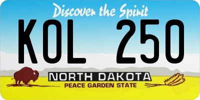 ND license plate KOL250