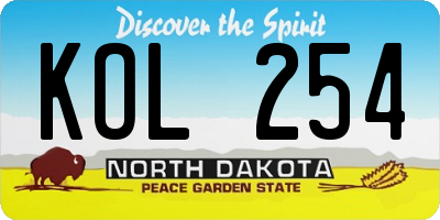 ND license plate KOL254