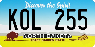 ND license plate KOL255
