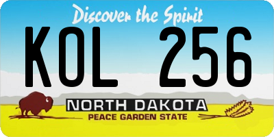 ND license plate KOL256