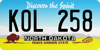 ND license plate KOL258