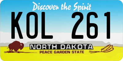 ND license plate KOL261
