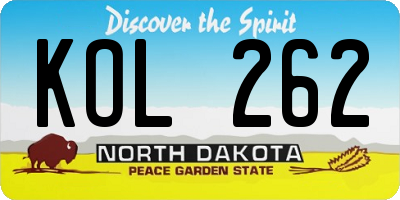 ND license plate KOL262