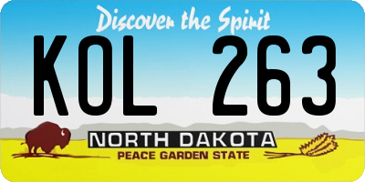 ND license plate KOL263