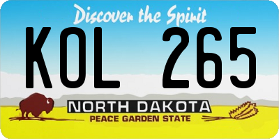 ND license plate KOL265