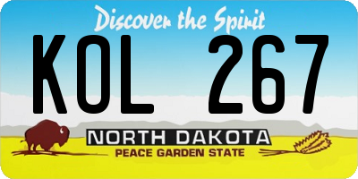ND license plate KOL267