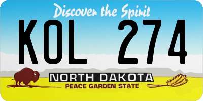 ND license plate KOL274