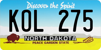 ND license plate KOL275