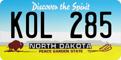 ND license plate KOL285