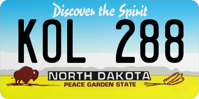 ND license plate KOL288