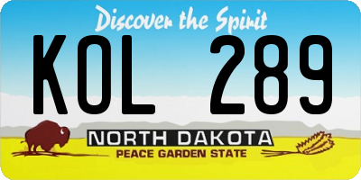 ND license plate KOL289