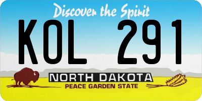 ND license plate KOL291
