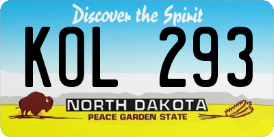 ND license plate KOL293