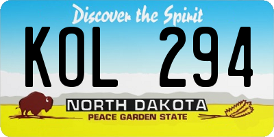 ND license plate KOL294