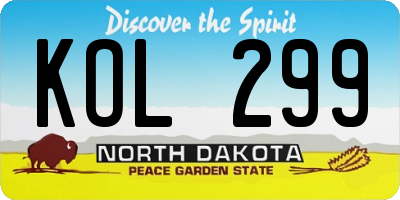 ND license plate KOL299