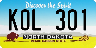 ND license plate KOL301