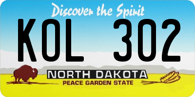 ND license plate KOL302