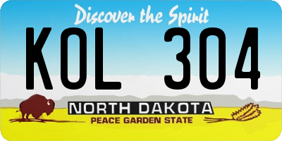 ND license plate KOL304