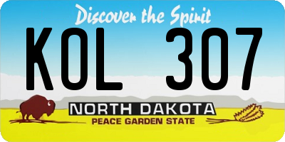 ND license plate KOL307