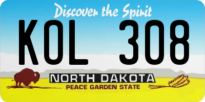 ND license plate KOL308