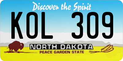 ND license plate KOL309