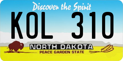 ND license plate KOL310