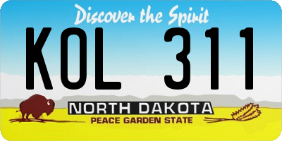 ND license plate KOL311
